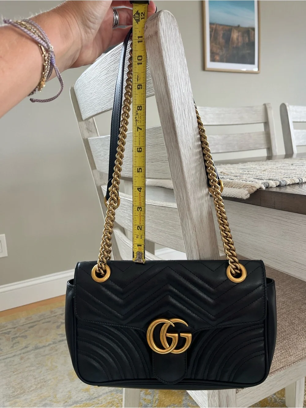 Gucci GG Marmont Small Black Matelassé Leather Flap Chain Shoulder Bag PRISTINE!